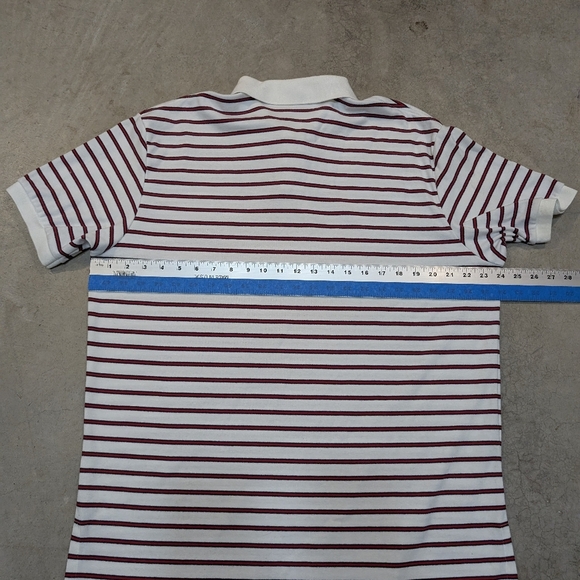 VTG 90s Polo Ralph Lauren Striped Polo Shirt Whtie Red Green Pony Mens L - Picture 5 of 6
